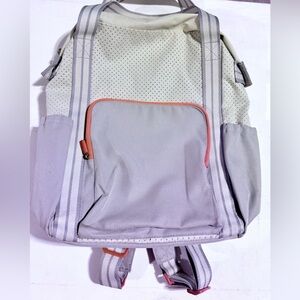 Thirty-One Gray and Cream Backpack with Orange Highlights